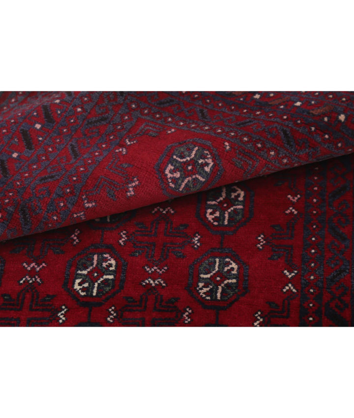 Red Afghan Baluchi Rug 3' 0" x 4' 9" Hand-Knotted | No. AT91376
