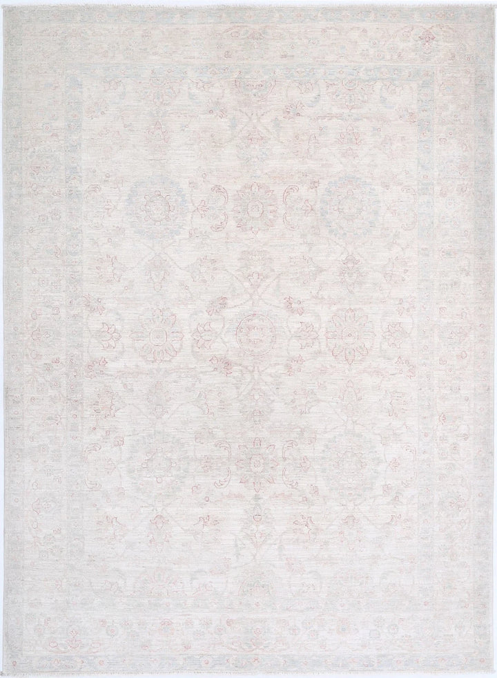 Ivory Afghan Serenity Rug 6' 2" x 8' 5" Hand-Knotted | No. AT91385