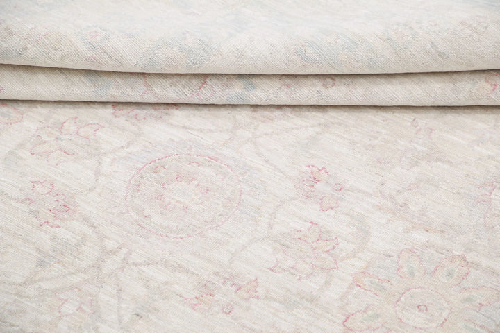 Ivory Afghan Serenity Rug 6' 2" x 8' 5" Hand-Knotted | No. AT91385