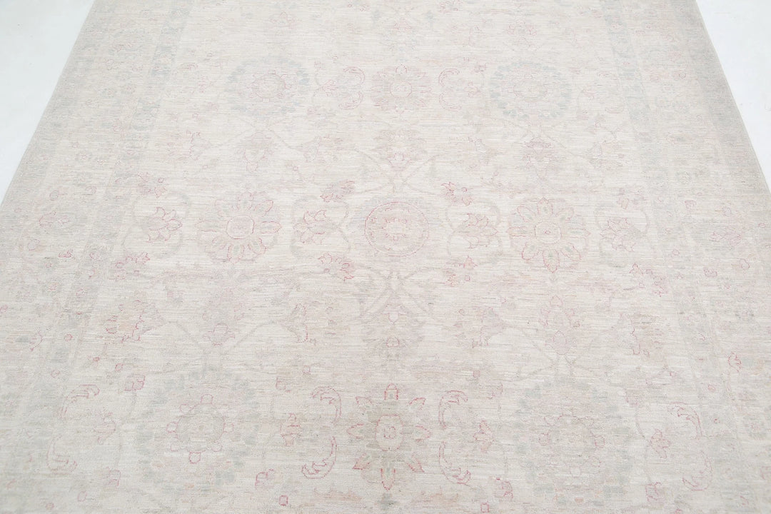 Ivory Afghan Serenity Rug 6' 2" x 8' 5" Hand-Knotted | No. AT91385