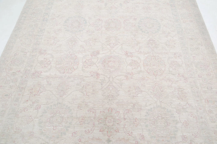 Ivory Afghan Serenity Rug 6' 2" x 8' 5" Hand-Knotted | No. AT91385