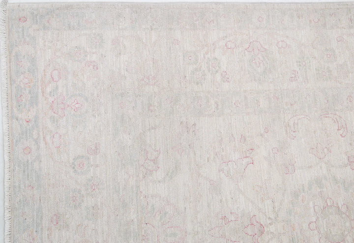 Ivory Afghan Serenity Rug 6' 2" x 8' 5" Hand-Knotted | No. AT91385