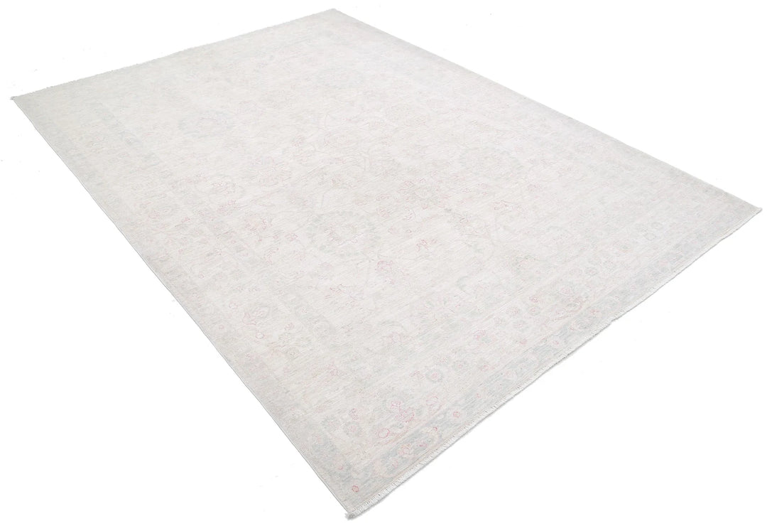 Ivory Afghan Serenity Rug 6' 2" x 8' 5" Hand-Knotted | No. AT91385