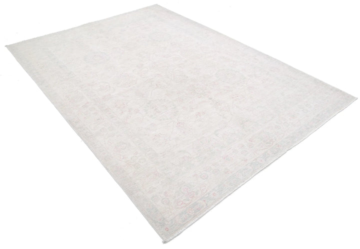 Ivory Afghan Serenity Rug 6' 2" x 8' 5" Hand-Knotted | No. AT91385