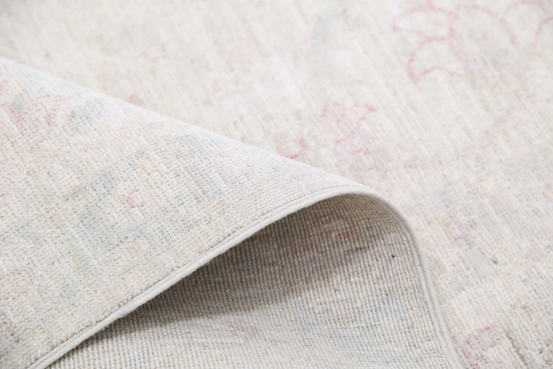 Ivory Afghan Serenity Rug 6' 2" x 8' 5" Hand-Knotted | No. AT91385