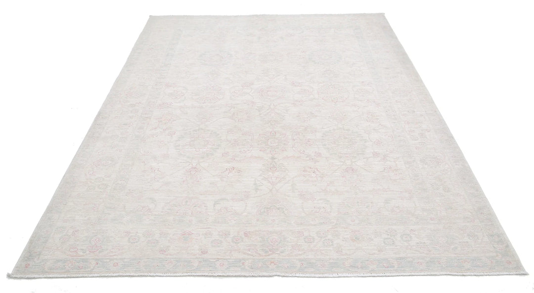 Ivory Afghan Serenity Rug 6' 2" x 8' 5" Hand-Knotted | No. AT91385