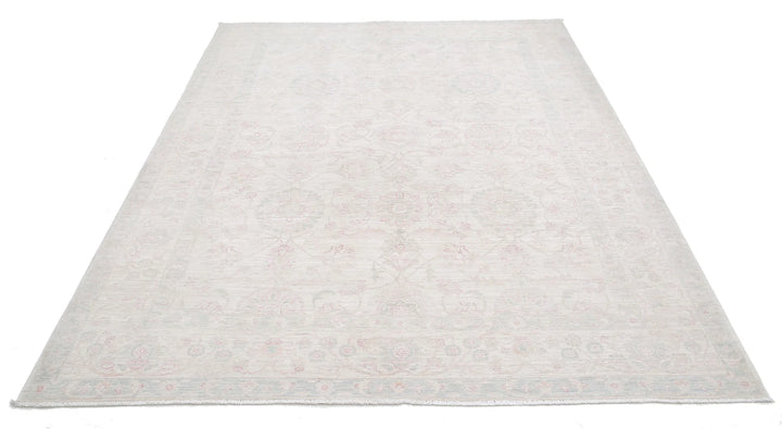 Ivory Afghan Serenity Rug 6' 2" x 8' 5" Hand-Knotted | No. AT91385
