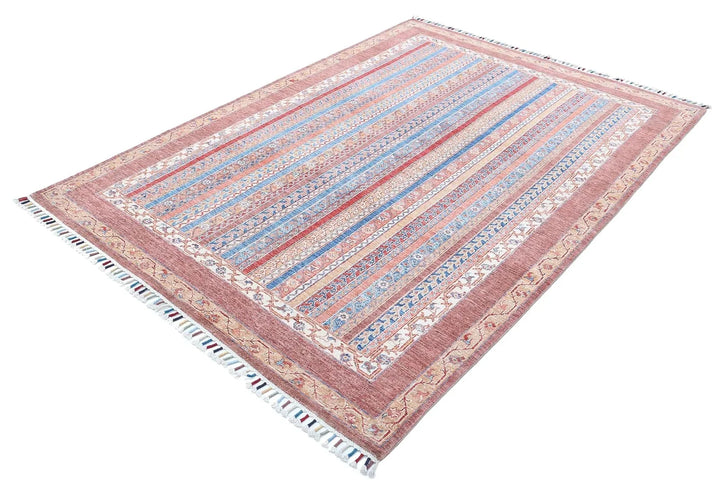 Brown Afghan Oriental Rug 5'6" x 7'9" Hand-Knotted | No. AT91500