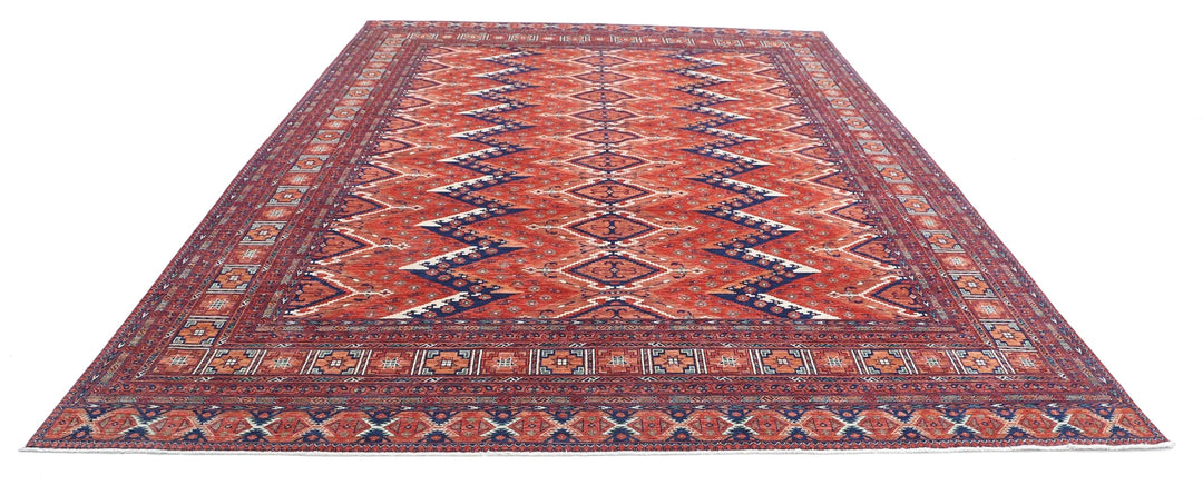 Afghan Caucasian Humna Rug 10' 0" x 13' 8" Hand-Knotted | No. AT91511