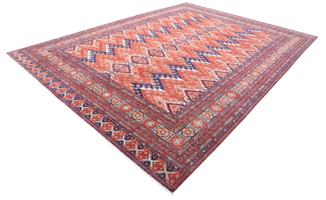 Afghan Caucasian Humna Rug 10' 0" x 13' 8" Hand-Knotted | No. AT91511