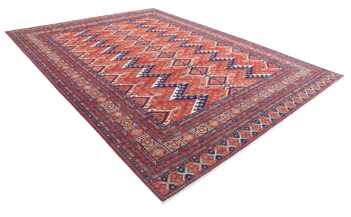 Afghan Caucasian Humna Rug 10' 0" x 13' 8" Hand-Knotted | No. AT91511