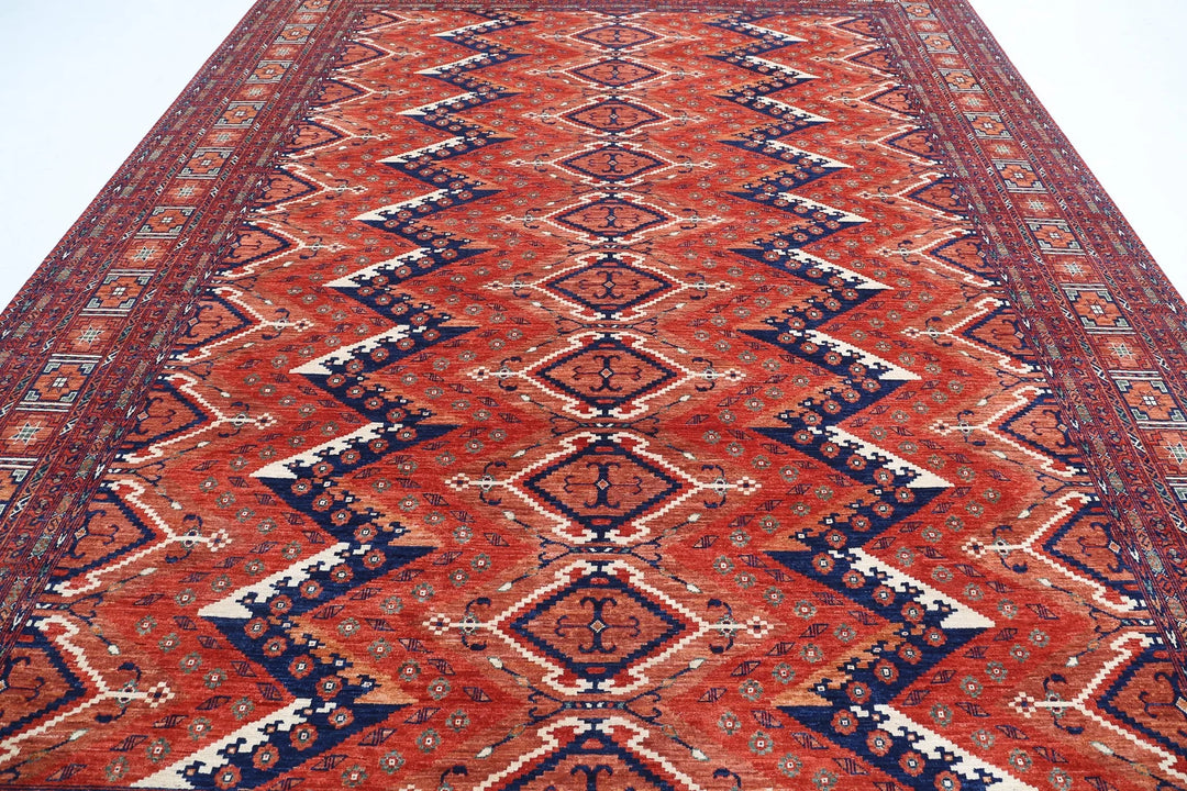Afghan Caucasian Humna Rug 10' 0" x 13' 8" Hand-Knotted | No. AT91511