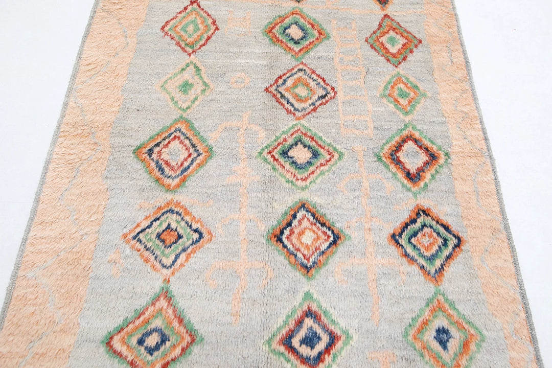 Afghan Tribal Rug 4' 2" x 5' 9" Hand-Knotted | No. AT91572