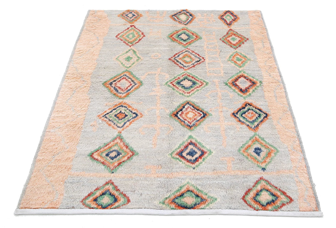 Afghan Tribal Rug 4' 2" x 5' 9" Hand-Knotted | No. AT91572