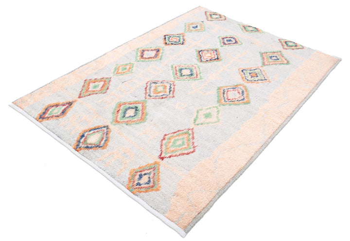 Afghan Tribal Rug 4' 2" x 5' 9" Hand-Knotted | No. AT91572