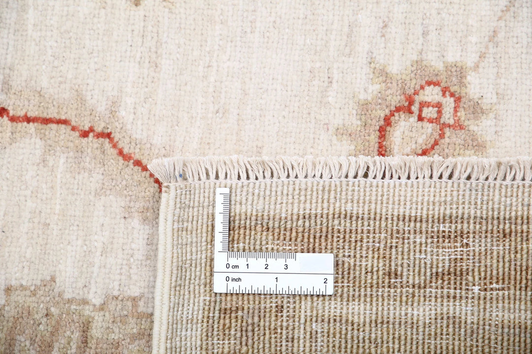 Ivory Afghan Ziegler Rug 4' 11" x 6' 2" Hand-Knotted | No. AT91601