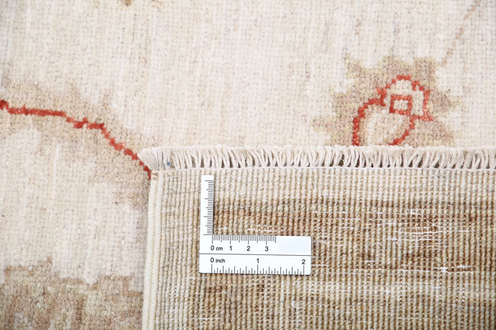 Ivory Afghan Ziegler Rug 4' 11" x 6' 2" Hand-Knotted | No. AT91601