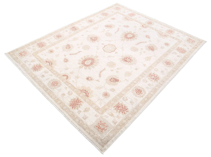 Ivory Afghan Ziegler Rug 4' 11" x 6' 2" Hand-Knotted | No. AT91601