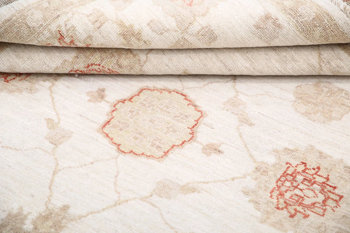 Ivory Afghan Ziegler Rug 4' 11" x 6' 2" Hand-Knotted | No. AT91601