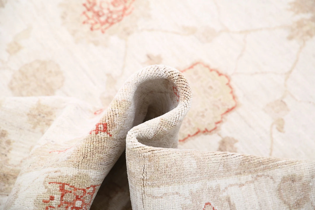 Ivory Afghan Ziegler Rug 4' 11" x 6' 2" Hand-Knotted | No. AT91601