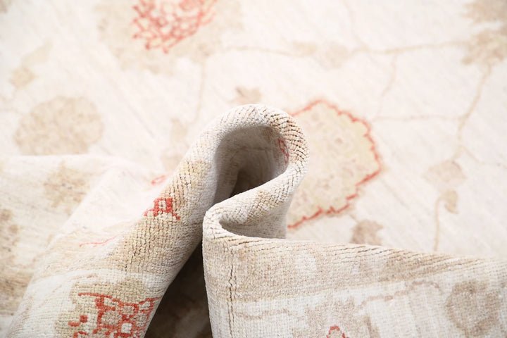 Ivory Afghan Ziegler Rug 4' 11" x 6' 2" Hand-Knotted | No. AT91601