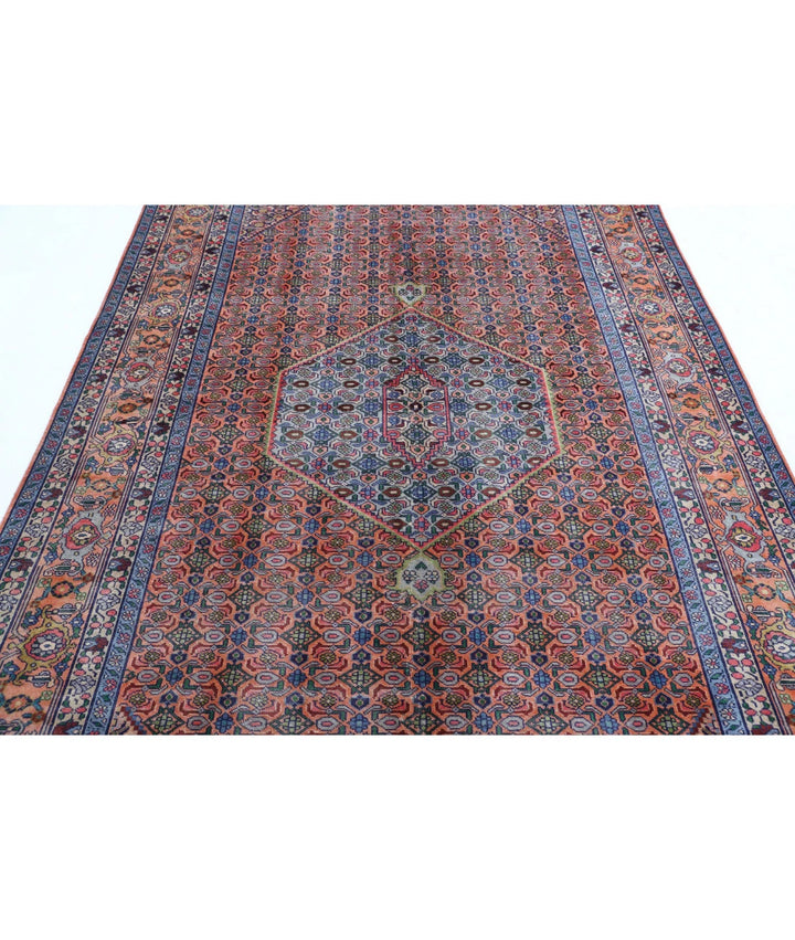 Peach Blue Persian Bijar Rug 6' 1" x 9' 3" Hand-Knotted | No. AT91608
