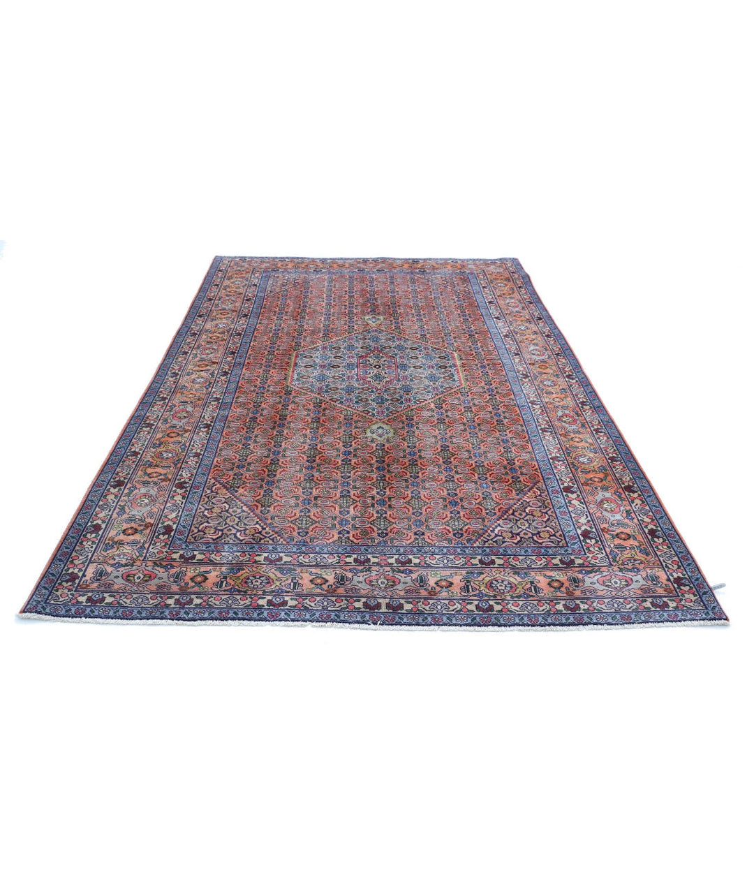 Peach Blue Persian Bijar Rug 6' 1" x 9' 3" Hand-Knotted | No. AT91608
