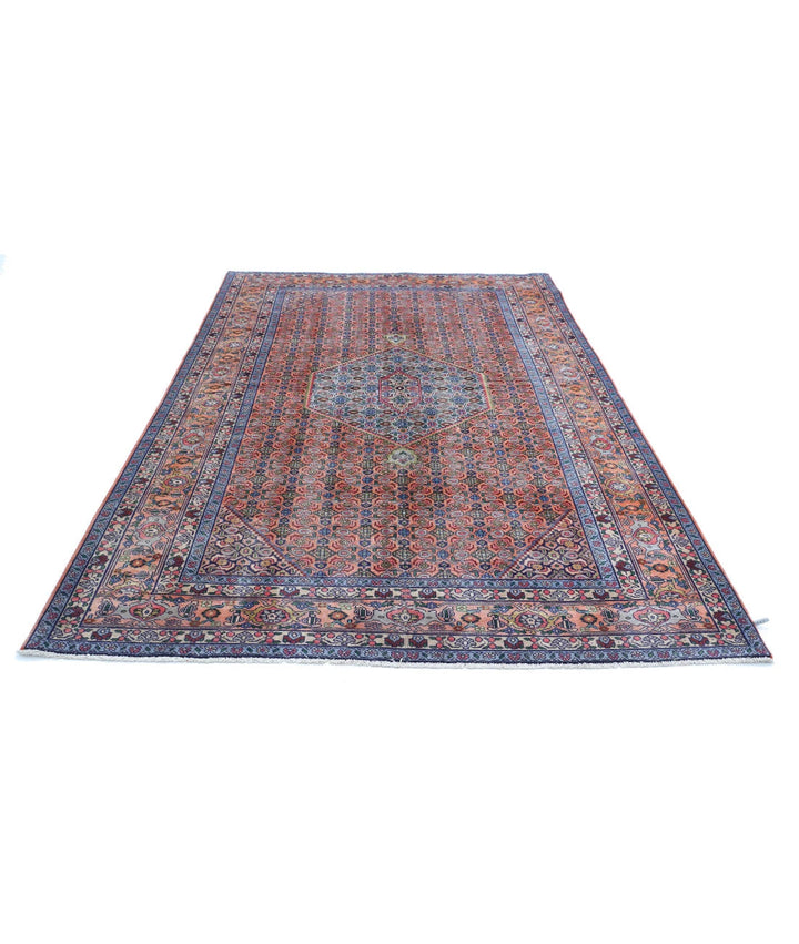 Peach Blue Persian Bijar Rug 6' 1" x 9' 3" Hand-Knotted | No. AT91608