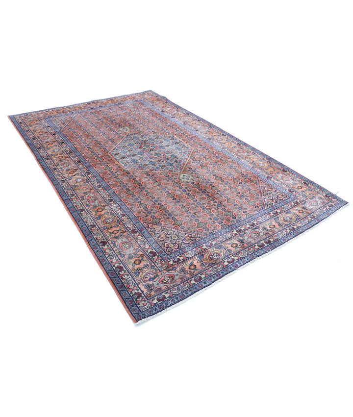 Peach Blue Persian Bijar Rug 6' 1" x 9' 3" Hand-Knotted | No. AT91608