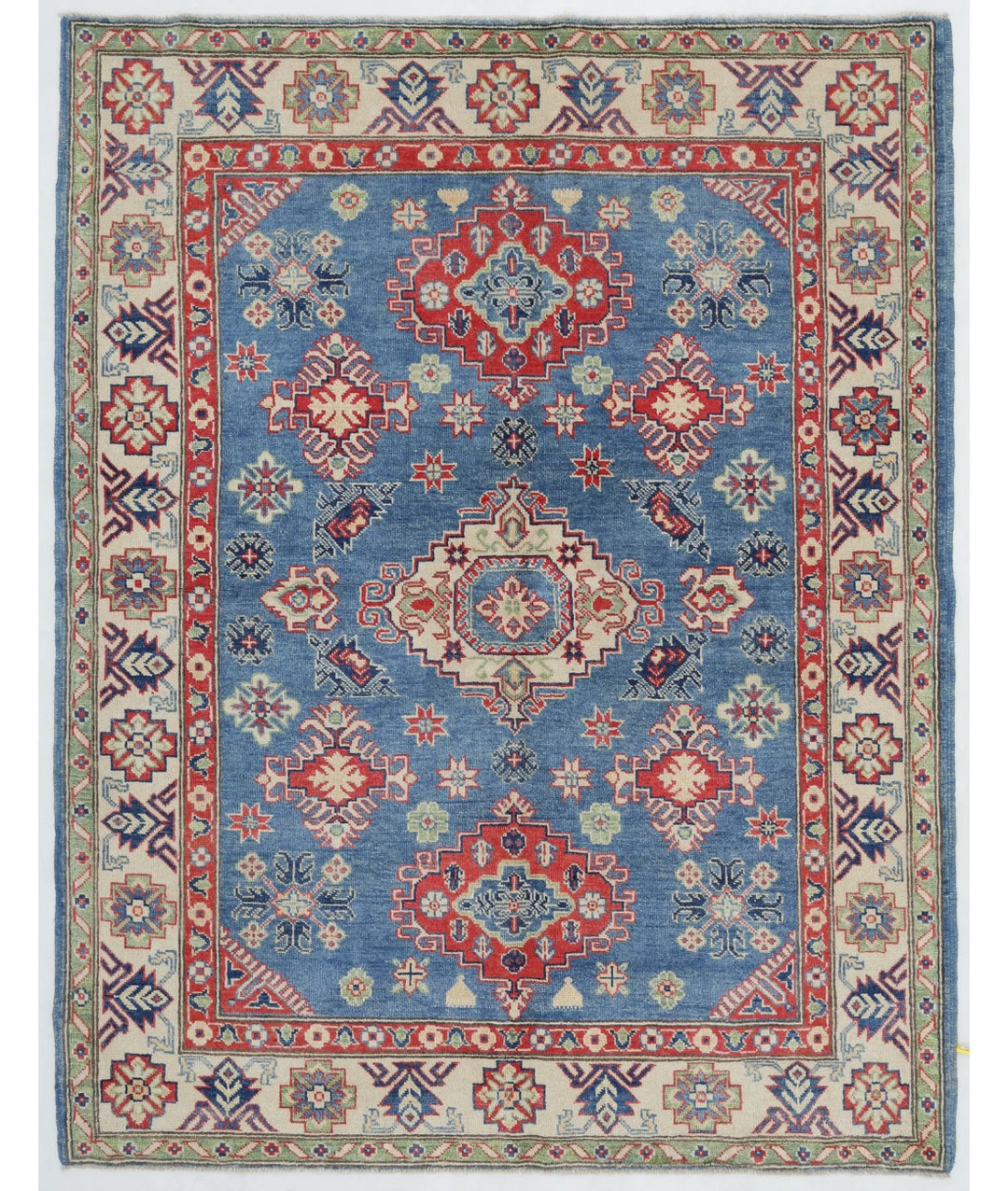 Afghan Kazak Rug 5' 0" x 6' 6" Hand-Knotted | No. AT91624