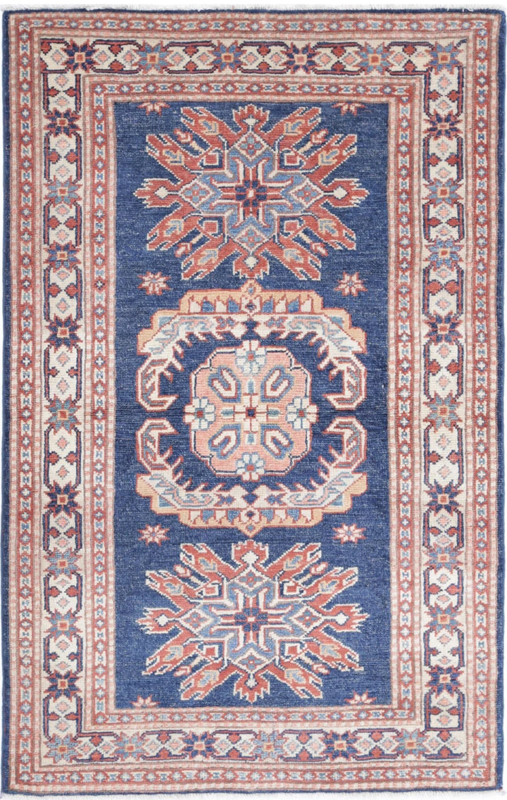 Afghan Kazak Rug 3' 0" x 4' 10" Hand-Knotted | No. AT91691