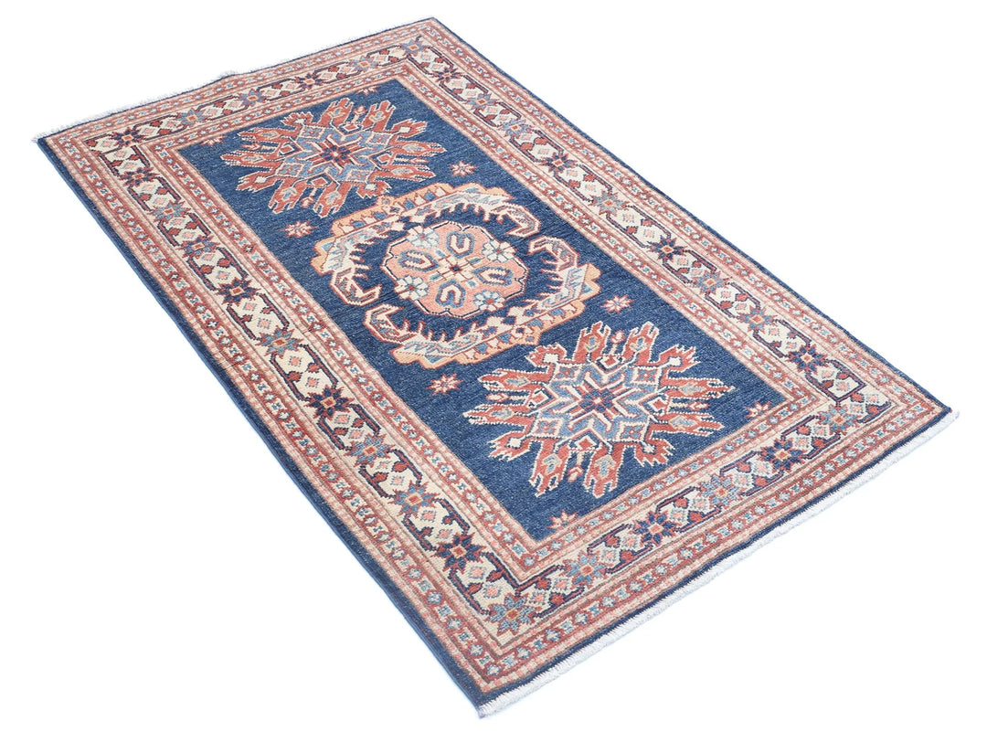 Afghan Kazak Rug 3' 0" x 4' 10" Hand-Knotted | No. AT91691