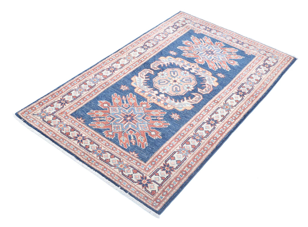 Afghan Kazak Rug 3' 0" x 4' 10" Hand-Knotted | No. AT91691
