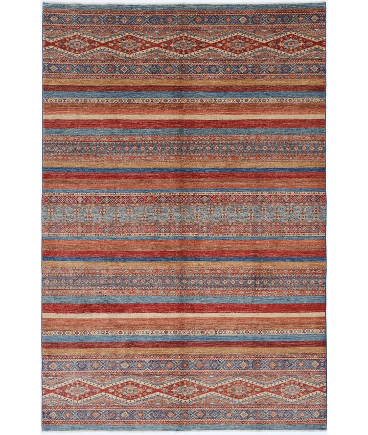 Afghan Khurjeen Rug 6' 7" x 10' 0" Hand-Knotted | No. AT91725