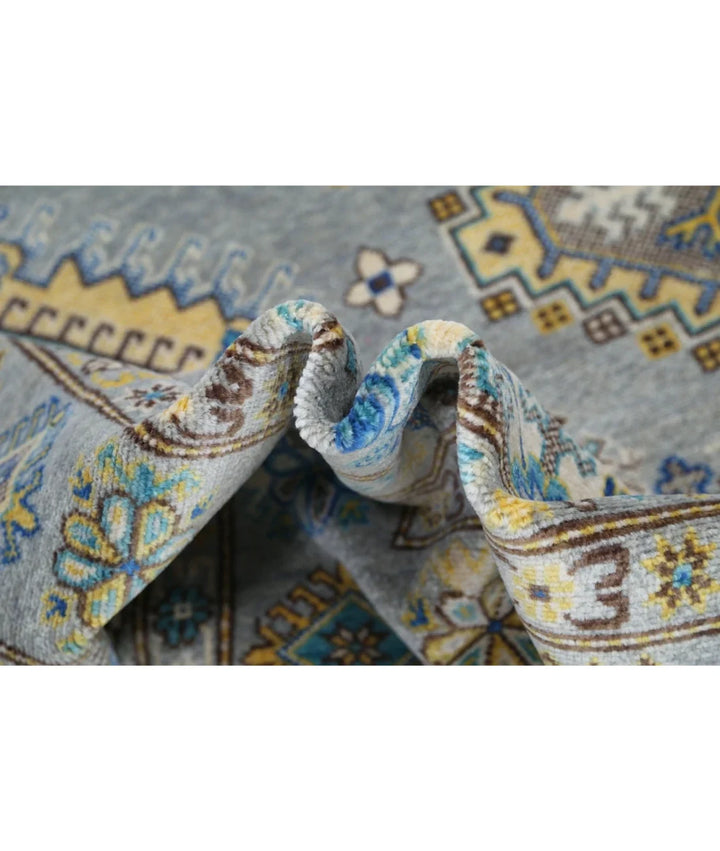Grey Pakistani Kazak Rug 7' 9" x 9' 5" Hand-Knotted | No. AT91875