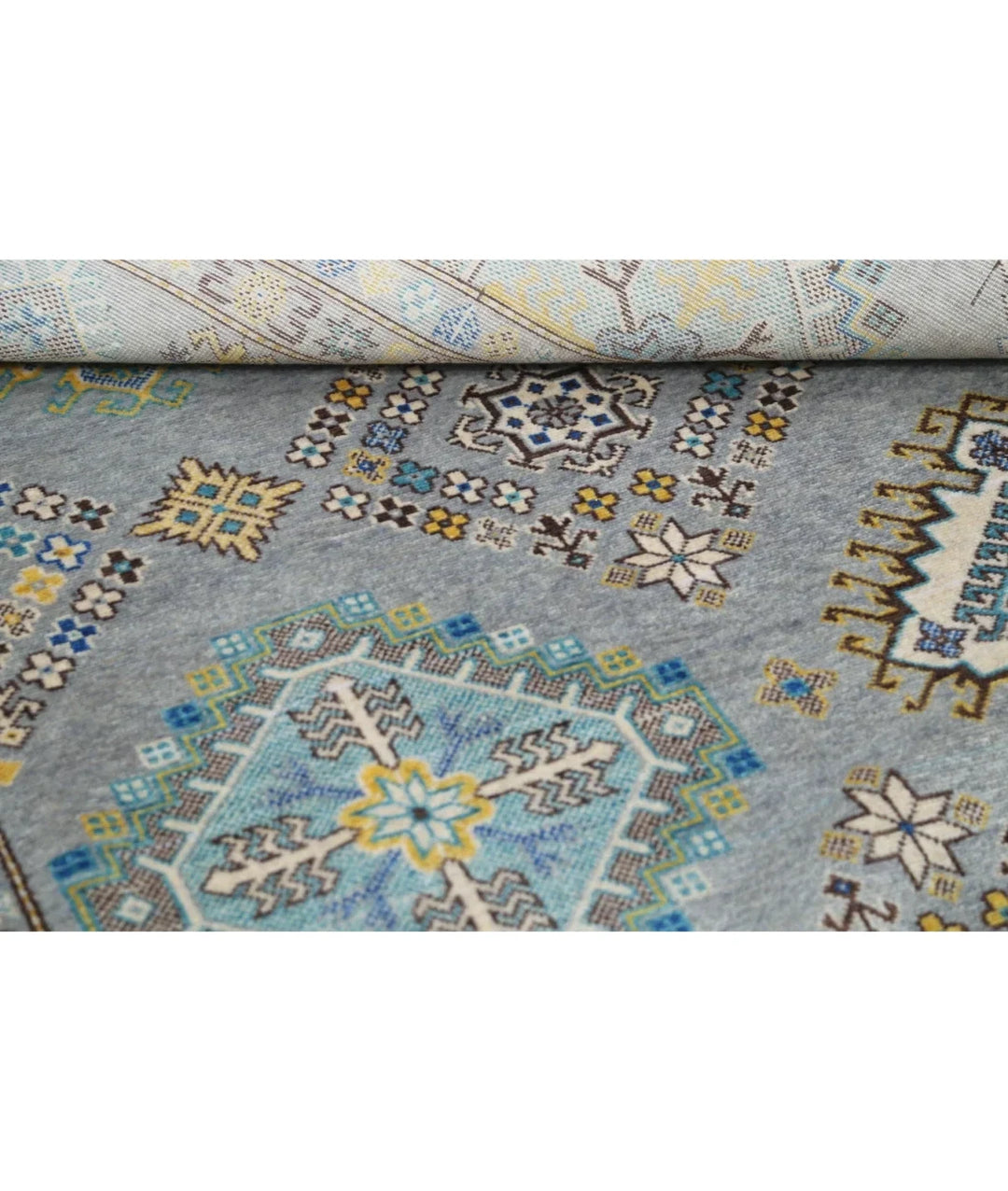 Grey Pakistani Kazak Rug 7' 9" x 9' 5" Hand-Knotted | No. AT91875