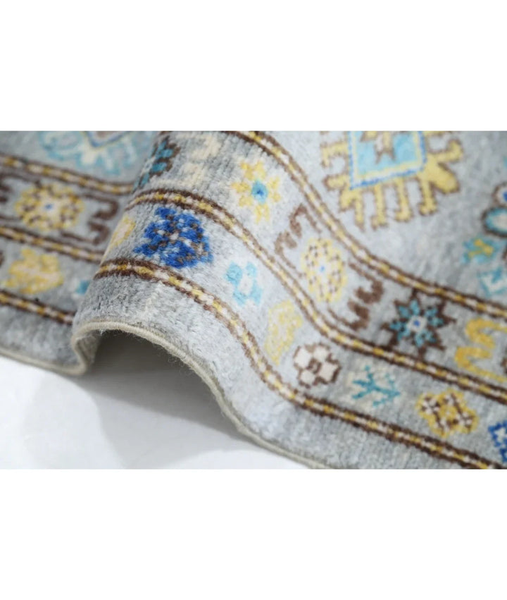 Grey Pakistani Kazak Rug 7' 9" x 9' 5" Hand-Knotted | No. AT91875