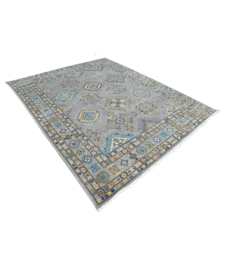 Grey Pakistani Kazak Rug 7' 9" x 9' 5" Hand-Knotted | No. AT91875