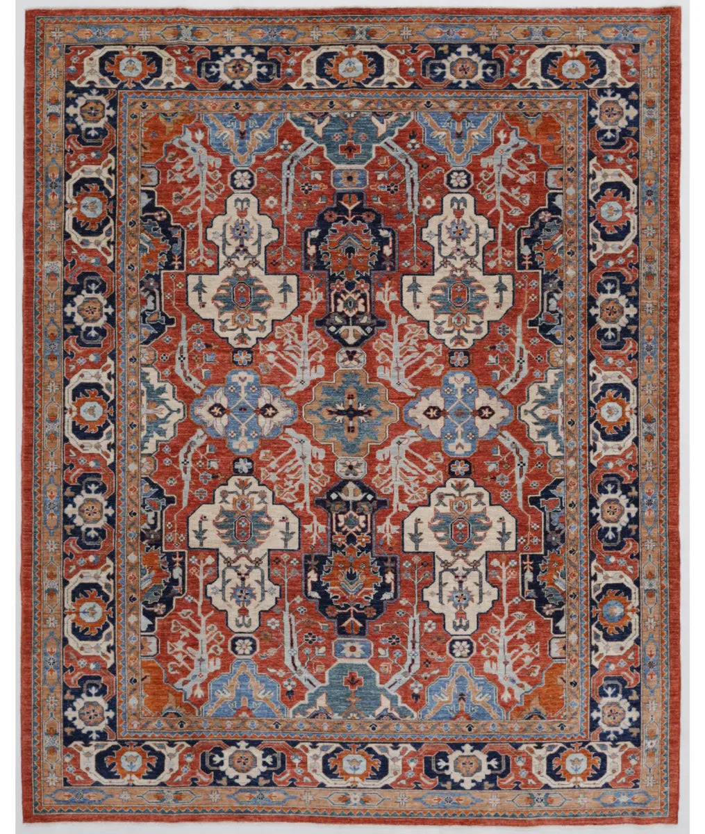Red Afghan Tribal Rug 8' 0" x 9' 11" Hand-Knotted | No. AT91987