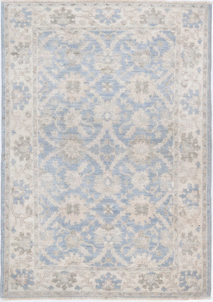 Blue Afghan Ziegler Rug 3' 11" x 5' 10" Hand-Knotted | No. AT92034
