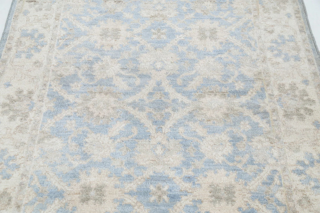 Blue Afghan Ziegler Rug 3' 11" x 5' 10" Hand-Knotted | No. AT92034