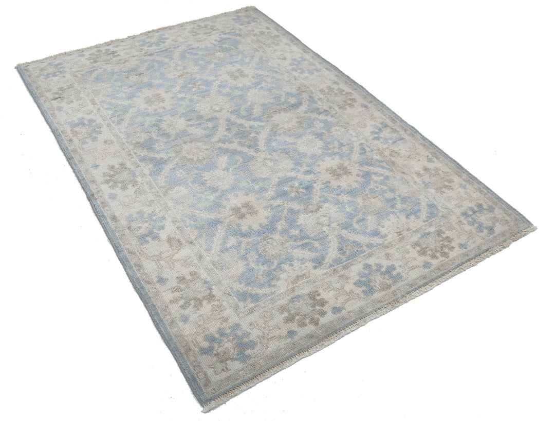 Blue Afghan Ziegler Rug 3' 11" x 5' 10" Hand-Knotted | No. AT92034