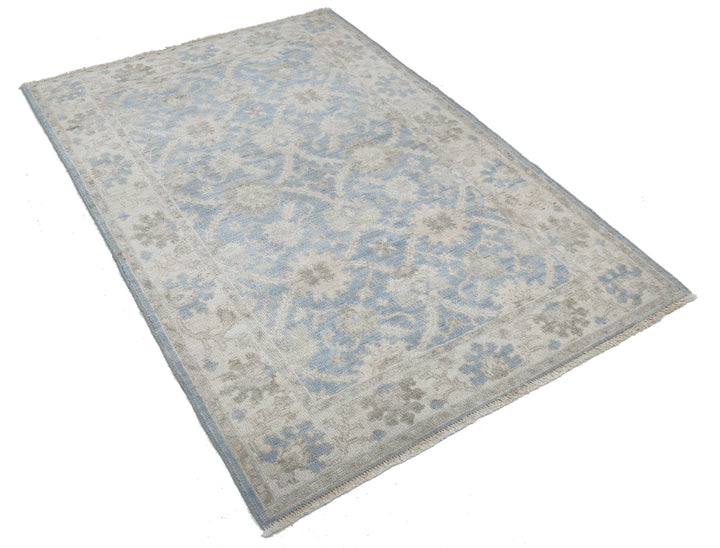Blue Afghan Ziegler Rug 3' 11" x 5' 10" Hand-Knotted | No. AT92034