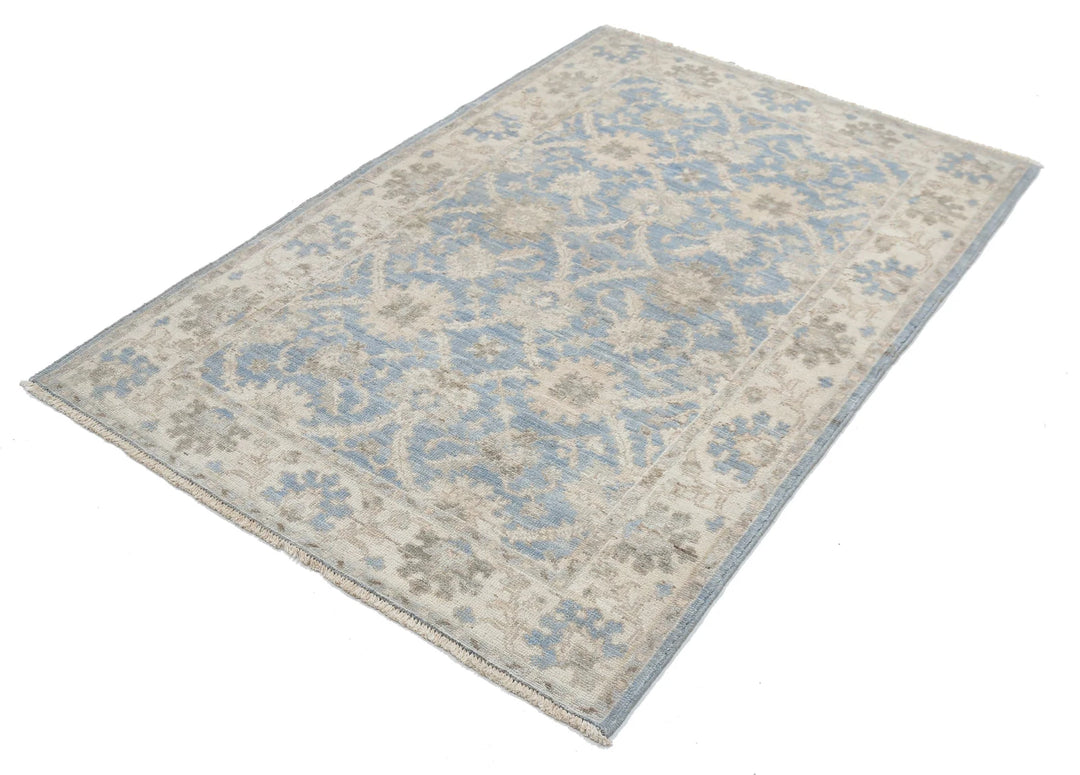 Blue Afghan Ziegler Rug 3' 11" x 5' 10" Hand-Knotted | No. AT92034