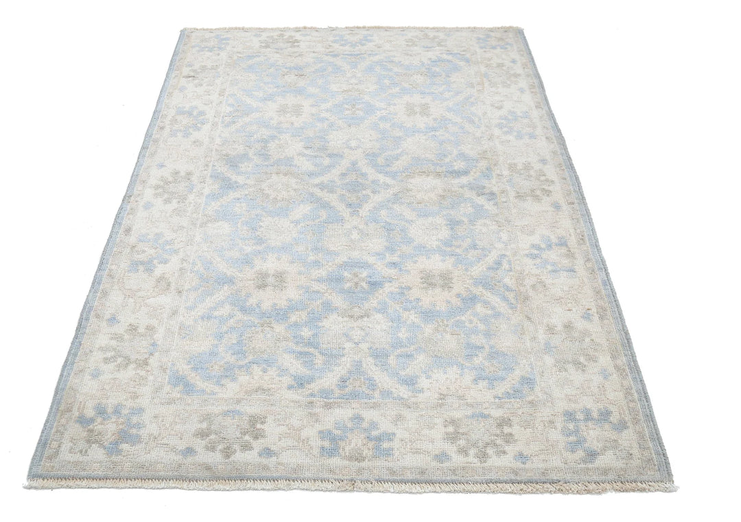 Blue Afghan Ziegler Rug 3' 11" x 5' 10" Hand-Knotted | No. AT92034