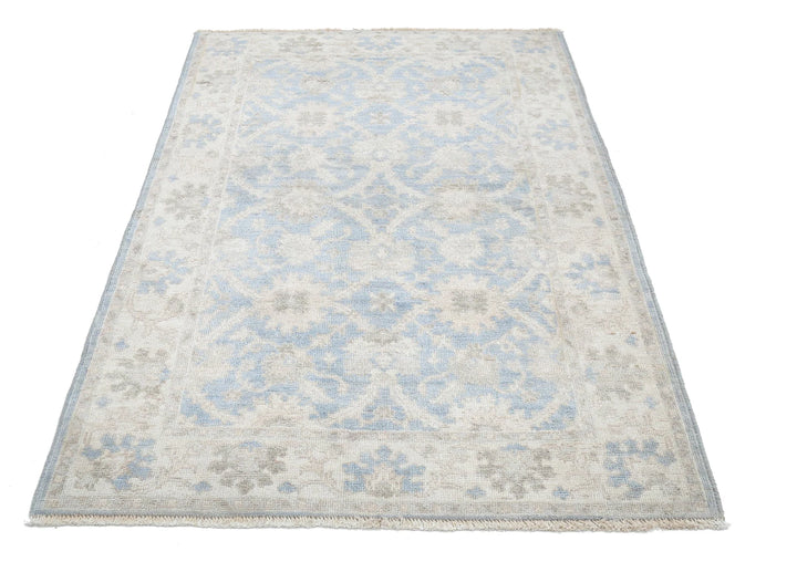 Blue Afghan Ziegler Rug 3' 11" x 5' 10" Hand-Knotted | No. AT92034