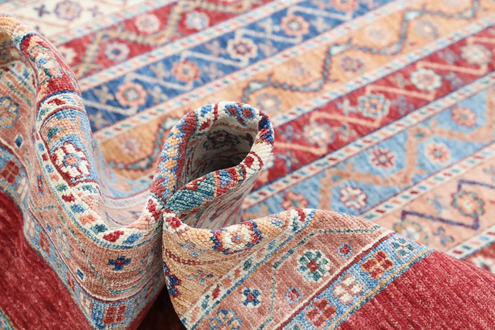 Red Afghan Shaal Rug 5' 4" x 7' 10" Hand-Knotted | No. AT92181