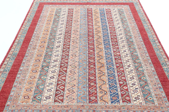 Red Afghan Shaal Rug 5' 4" x 7' 10" Hand-Knotted | No. AT92181