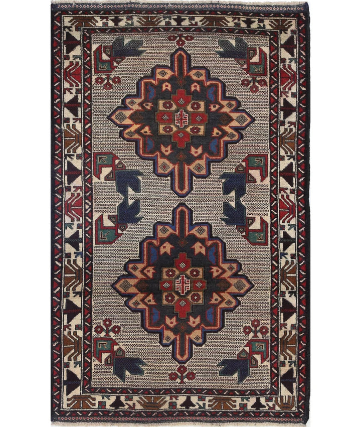 Red Afghan Tribal Rug 3' 0" x 4' 9" Hand-Knotted | No. AT92184