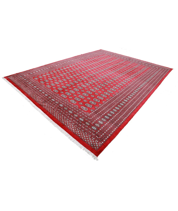 Red Pakistani Bokhara Rug 10' 2" x 13' 5" Hand-Knotted | No. AT92255